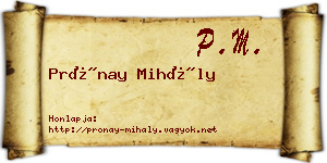 Prónay Mihály névjegykártya